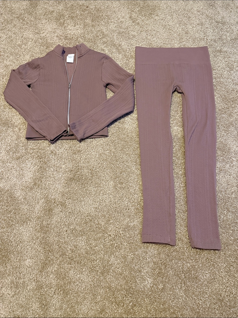 No Boundaries Mauve Ribbed High-Rise Leggings